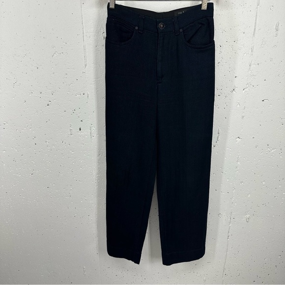 Rag & Bone Women's size 2 Navy Blue Herringbone Wide Straight Leg Ankle Pants - Picture 2 of 11